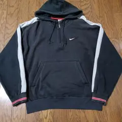 【人気】90s NIKE ナイキ ハーフジップ パーカー 刺繍ロゴ Mサイズ