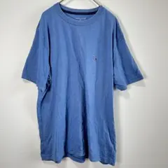 【TOMMY HILFIGER】ブルー ワンポイントロゴTシャツ L
