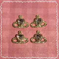 【4pcs】ネイルパーツ ハート 土星 惑星 ビジュー