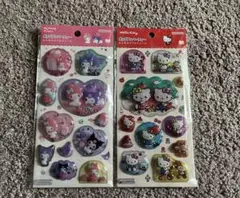 【新品正規品】わたあめカプセルシール２枚セット マイメロ&クロミ・キティ