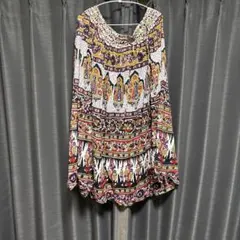 ボヘミアンスタイル マルチカラーロングスカート M