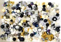 【500g越え】カスタムボールペン ファンシービーズ まとめ売り 白黒金銀