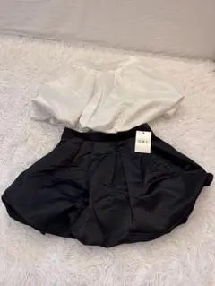 GRL ru1180 サテンバルーンミニスカート 黒白セット