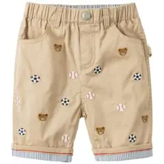 DAVE&BELLA 100cm 刺繍デザイン ベージュ　ハーフパンツ