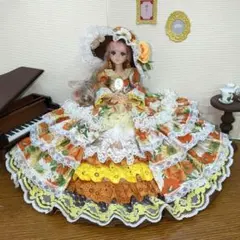 ジェニーフレンド27cmドール服　オレンジのドレス