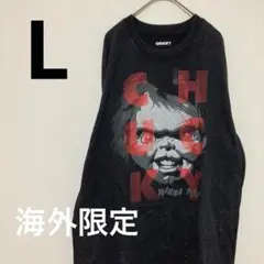 チャイルドプレイ チャッキー ビックプリント Tシャツ ブラック★◎