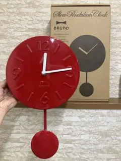 BRUNO ブルーノ　ゆっくり振り子時計　レッド　新品未使用品