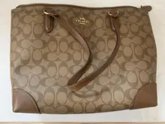 COACH コーチ シグネチャー トートバッグ ファスナー付き　ブラウン