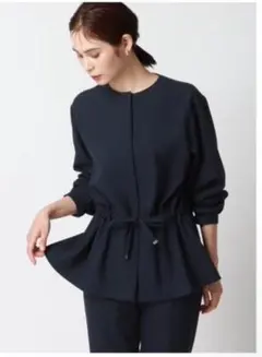 【スーツスクエア】ブラウスジャケットウォッシャブルノーカラー