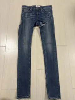 ZARAダメージ ペイントused full加工 スキニーデニム BLUE - メルカリ