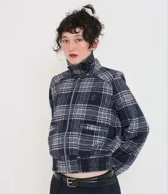 激レア‼️チェックショートジャケット TINA:JOJUN ネイビー