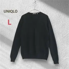 ユニクロ カシミヤ100% Vネック セーター ニット L ブラック 黒 定番
