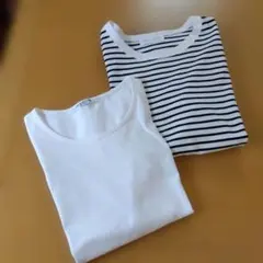 en recre ボーダー 半袖Tシャツ 白Ｔシャツ　Mのサムネイル