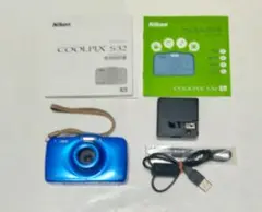 ♥Nikon COOLPIX S32 ブルー 本体 箱付き(防水キッズデジカメ) - メルカリ