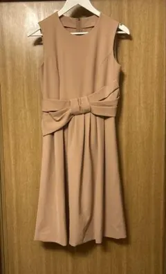 Y49 美品 L フォクシー ストレッチ Aライン リボン ワンピ レディース