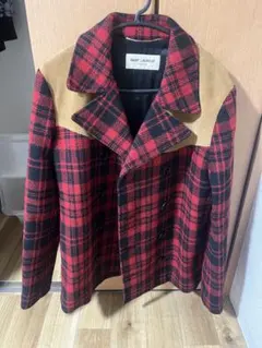 SAINT LAURENT チェック柄ピーコート　サイズ46のサムネイル