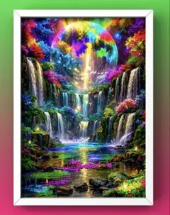 癒しと安らぎをもたらすヒーリング滝　額縁付きグラフィックアート