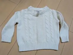 ホワイト ケーブル編み ニットセーター 98サイズ