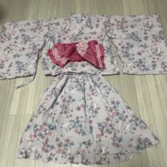 浴衣 子供 120 紫 あじさい ユニコーン セパレート パステル 淡色