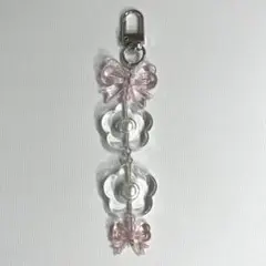 No.102 ビーズキーホルダー お花 リボン パール 量産型 韓国 推し活