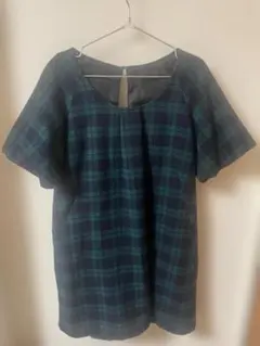 AS KNOW AS PINKY グリーン・ネイビー チェック ワンピース