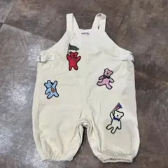 【美品】ミキハウス クマ刺繍 コーデュロイロンパース 90cm