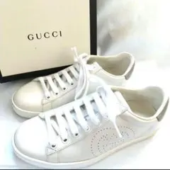 ✨極美品✨GUCCI ホワイトレザースニーカー 22.5cm
