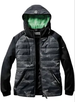 Burtle 3210 防風フーディジャケット L カモフラブラック