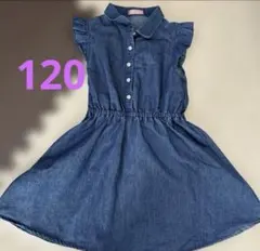 ネイビー　ワンピース　デニムワンピース　120のサムネイル