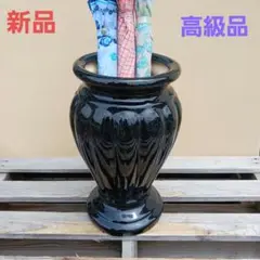 新品　曜変天目　陶器傘立て　難有　手造り　黒色　ブラック　高級　和風　114BK