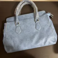 ライトブルー ハンドバッグ 合成皮革