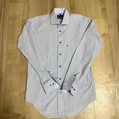 PERSON'Sパーソンズ　チェック　ワイシャツ　ストレッチ　ブルー系