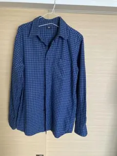 ユニクロ チェックシャツ L サイズ　ブルー 長袖 ネルシャツ