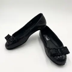 【小さいサイズ】サルヴァトーレフェラガモ スパンコール パンプス ヴァラ リボン