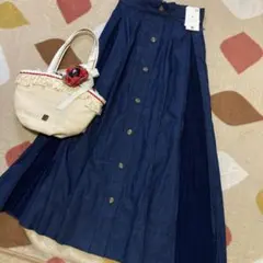 新品タグ付★ブージュルード★プリーツ&チュールが可愛い★ロングデニムスカート