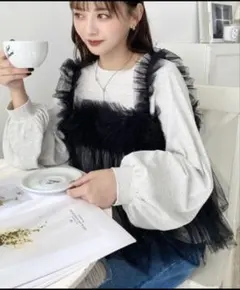 2WAYチュールビスチェドッキングロングTシャツ