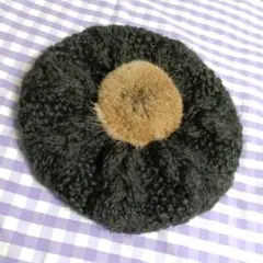 レディースポンポン付きベレー帽