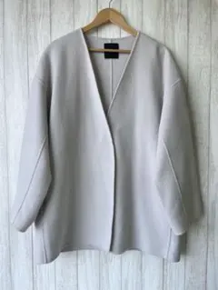 N.O.R.C ノーク ウール混 ノーカラー リバーコート グレージュ サイズ3