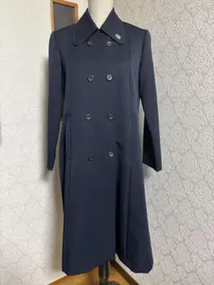 ネイビー ダブルブレスト ロングコート