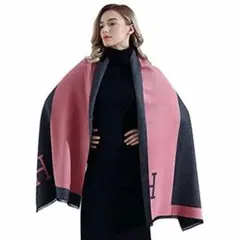 ✨【ストール リバーシブル H 柄 カシミヤ タッチ 大判 両面 バイカラー】✨