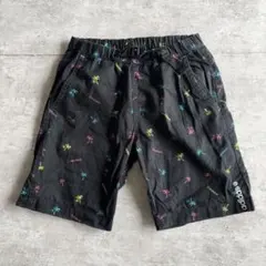 テ*ン様 総柄 ハーフパンツ 刺繍ロゴ 黒 綿100 S Y2K ストリート アのサムネイル