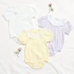 新品　アプレレクール　衿フリルボディースーツ　ロンパース　アイボリー　80