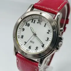 新品電池/稼働　腕時計　アナログ　クォーツ　赤　ユニセックス　メンズ　レディース