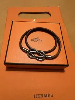 HERMES　バングル　シルバー金具　革