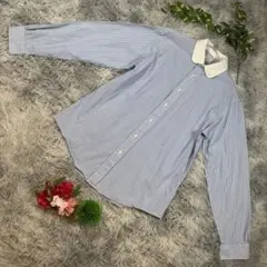 ✨Brothers ✨サイズL 青と白のストライプ長袖シャツ