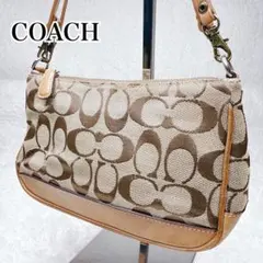 コーチ　アクセサリーポーチ　シグネチャー　キャンバス　レザー　肩掛