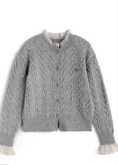グレー ケーブルニット カーディガン