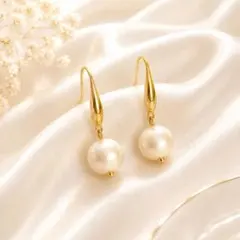 No.1114 大ぶり20㎜ コットンパールピアス ハンドメイドイヤリング