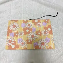 花柄布製ブックカバー B6サイズ オレンジ