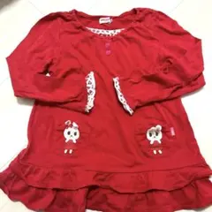 ミキハウス　１２０　Tシャツ　長袖　赤　女の子　トップス　ロンT